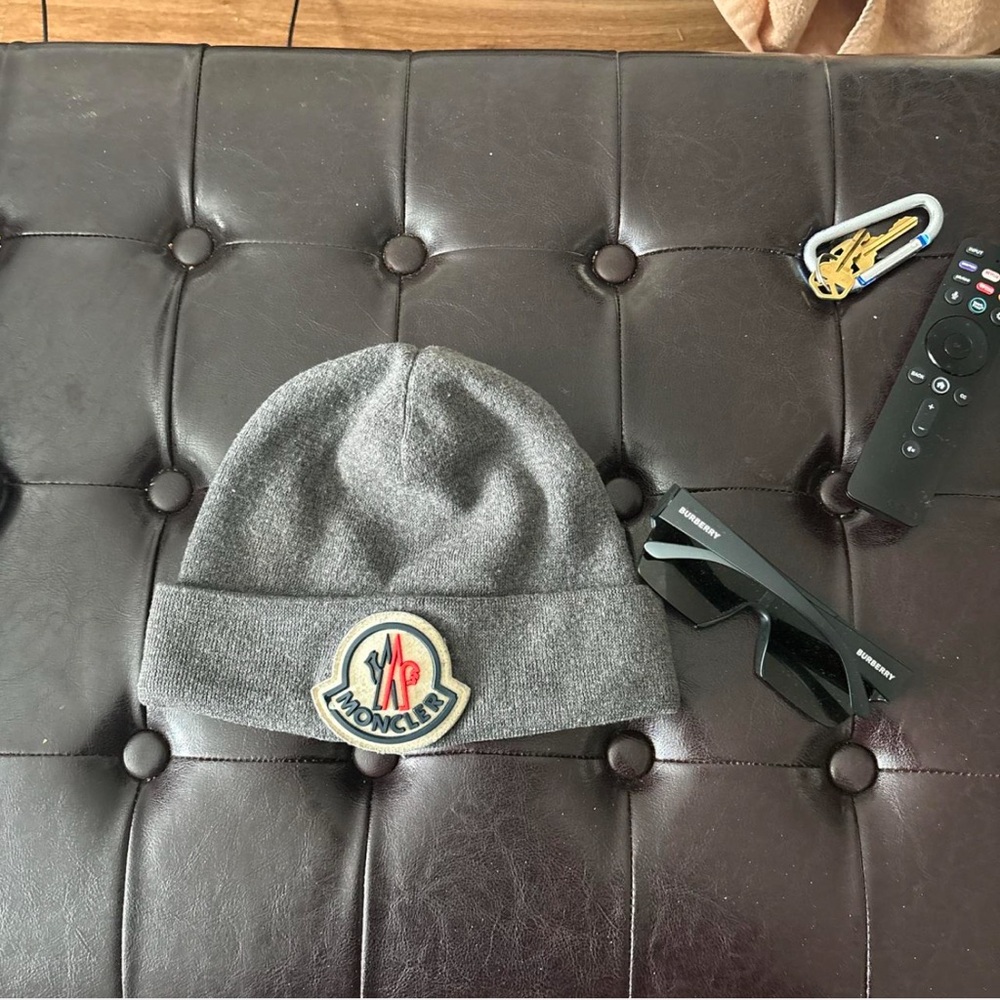 Moncler Grey reverse beanie Great condition & ill throw in burberry shades to